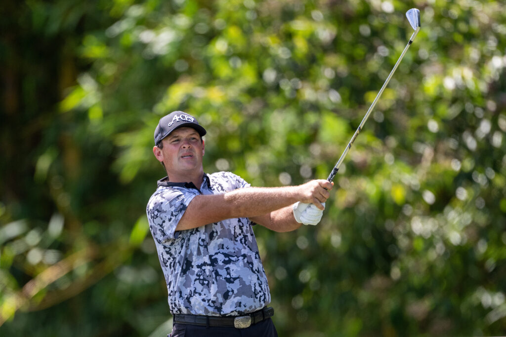Patrick Reed tees off on hole 2 during the first round of the International Series Philippines at Sta. Elena Golf Club