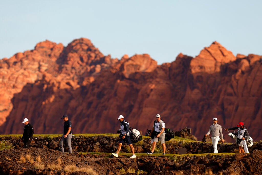 Emiliano Grillo, Luke List and Camilo Villegas during the first round of the Bank of Utah Championship at Black Desert Resort