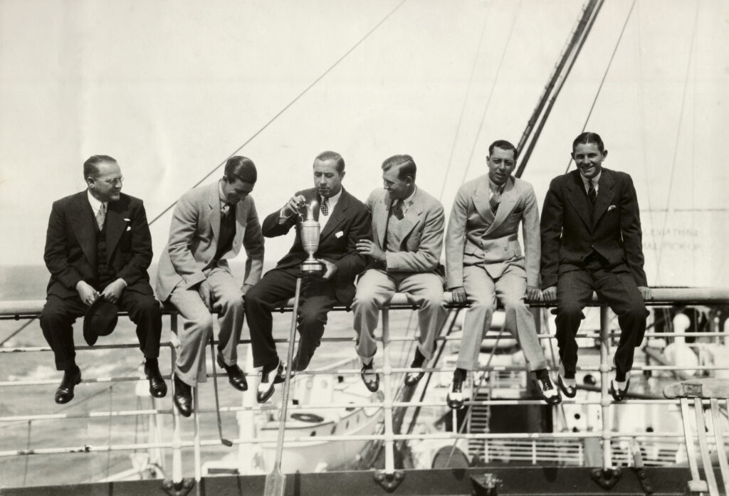Walter Hagen and some of the 1929 USA Ryder Cup team on the ship home
