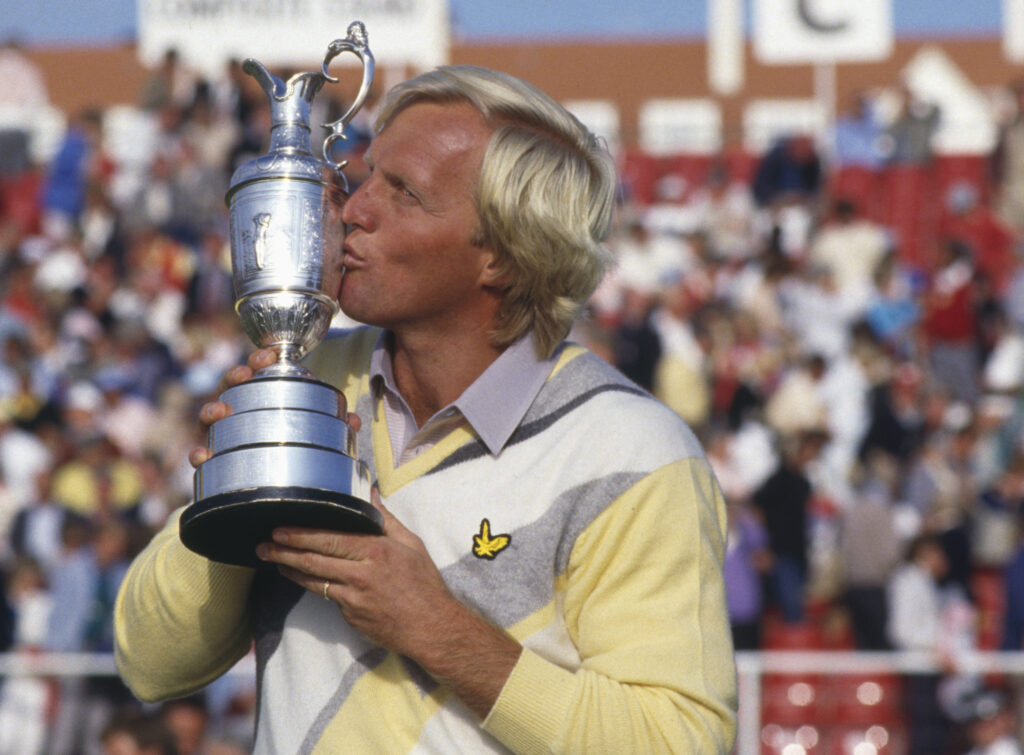 Greg Norman of Australia kisses the Claret Jug in 1986.