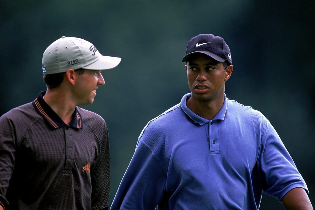 Tiger Woods with Sergio Garcia at the 1999 World Golf Challenge
