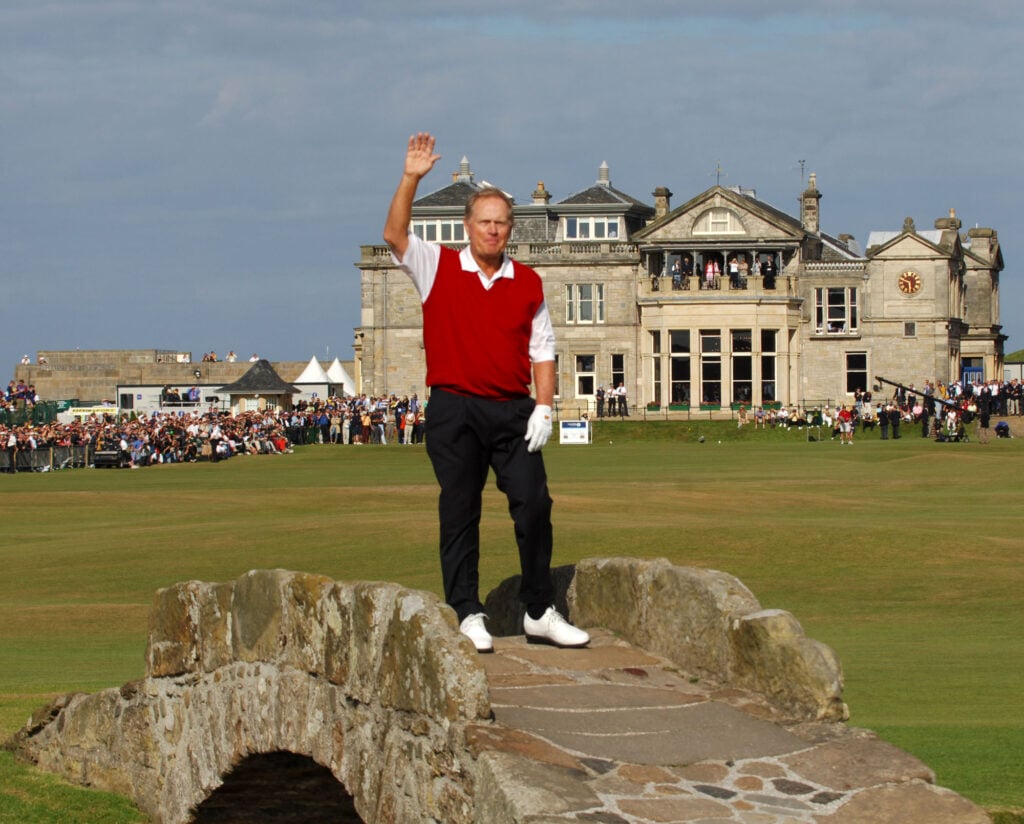 Jack Nicklaus on the 18th fairway saying farewell to St. Andrews during the second round of the 2005 British Open Golf Championship