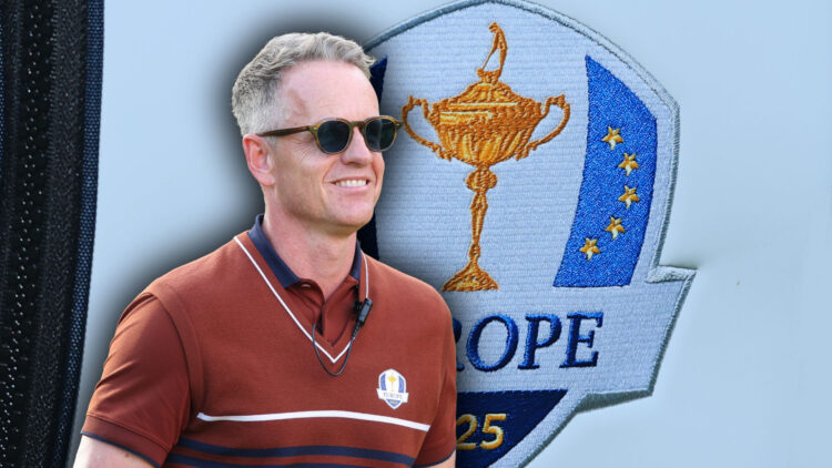 Composition image of Luke Donald with Team Europe Ryder Cup logo behind.