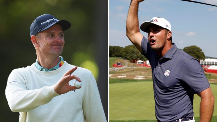 Justin Rose acknowledges the crowd during the third round of the BMW PGA Championship / Bryson DeChambeau interacts with the crowd during a practic...