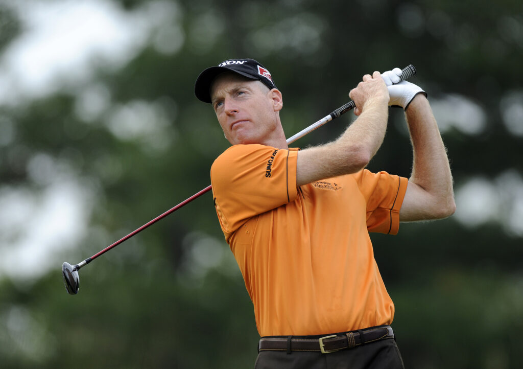 Jim Furyk plays at the 2010 Deutsche Bank Championship