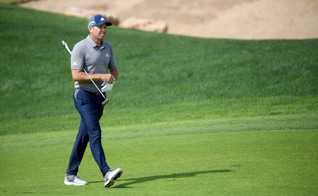 Sergio Garcia walks to the green during the third round of the Saudi International