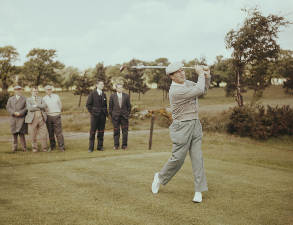 Peter Thompson plays a tee shot in 1965 at Walton Heath Golf Club