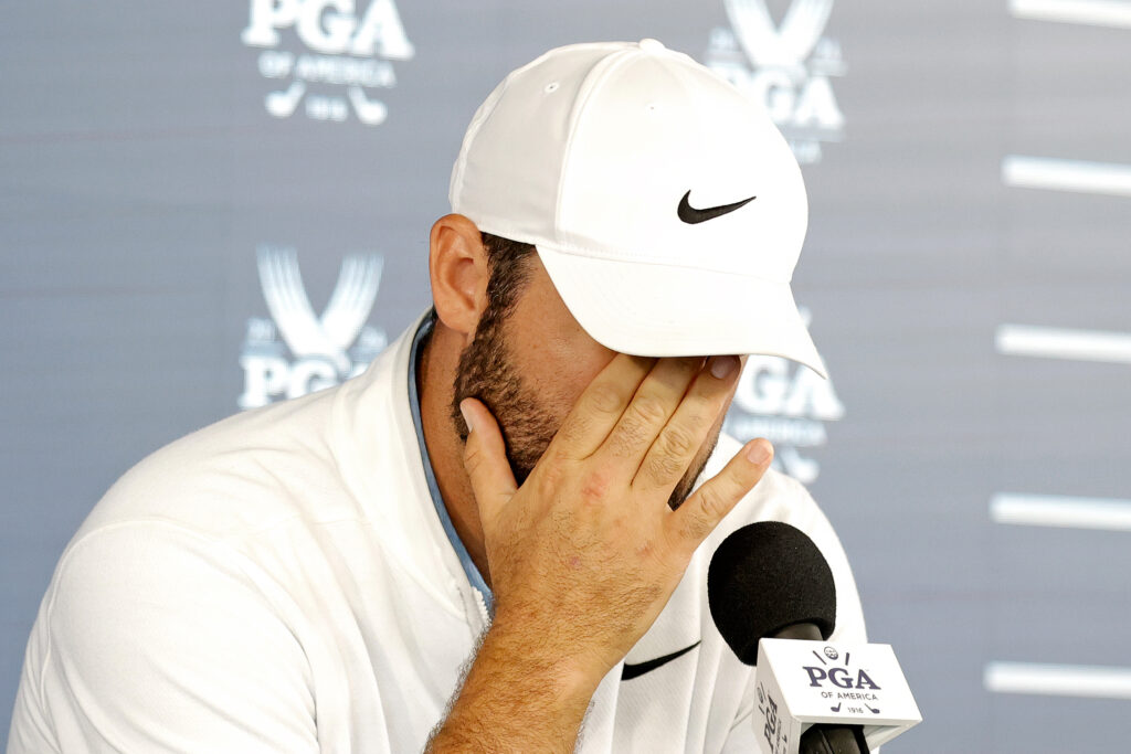 Scottie Scheffler speaks following his arrest and after his second round of the 2024 PGA Championship at Valhalla Golf Club