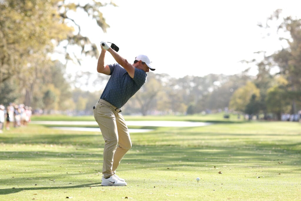 Rory McIlroy hits a drive during the third round of The Players Championship