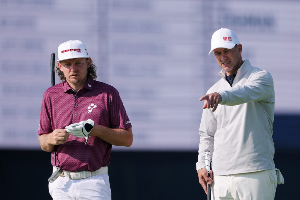 Cameron Smith and Adam Scott on the 12th green during a practice round prior to the U.S. OPEN at Oakmont
