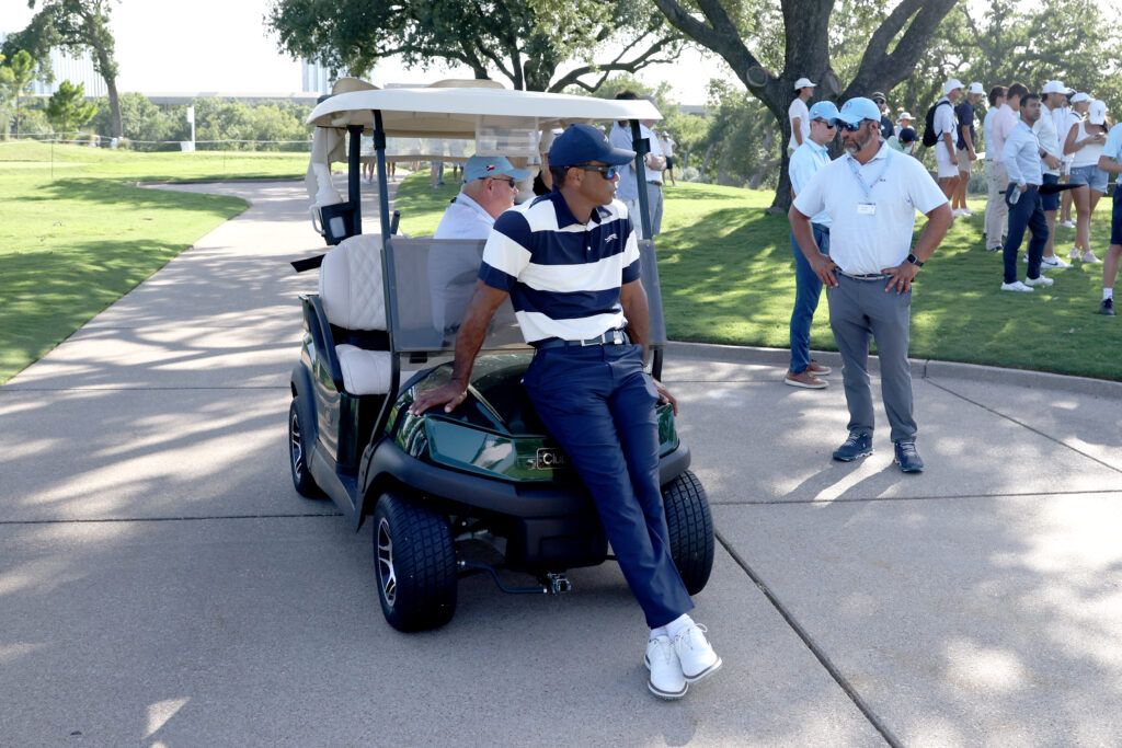 Tiger Woods looks on as his son Charlie plays the 2025 US Junior Amateur