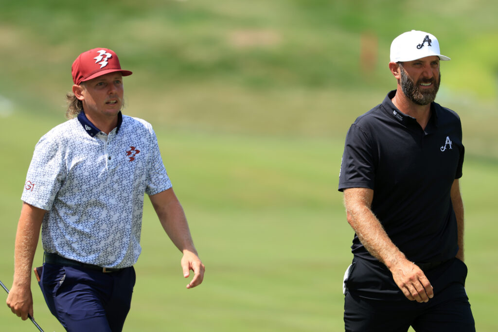 Cameron Smith and Dustin Johnson on day two of LIV Golf Indianapolis at The Club at Chatham Hills