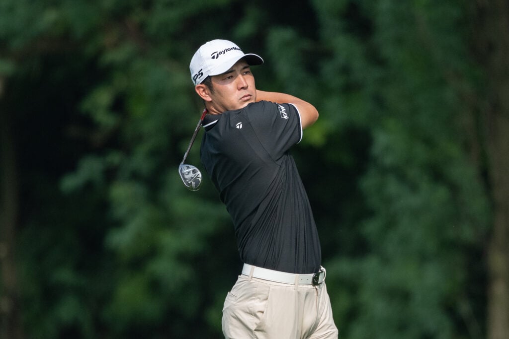 Keita Nakajima of Japan plays his approach on hole 8 on day two of the DP World India Championship 2025 at Delhi Golf Club