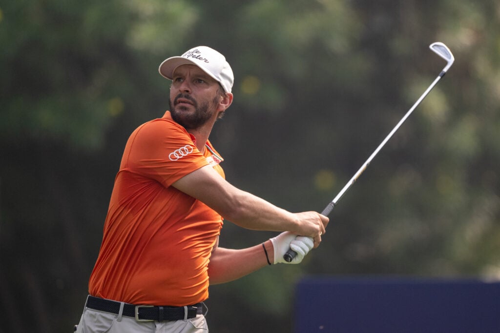 Joost Luiten hits his tee shot during the final round of the DP World India Championship