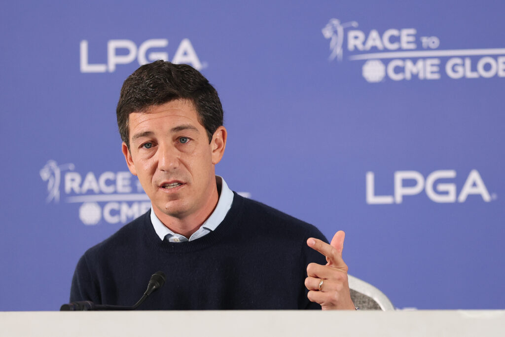 CME Group Tour LPGA Commissioner Craig Kessler speaks during a press conference prior to the CME Group Tour Championship 2025