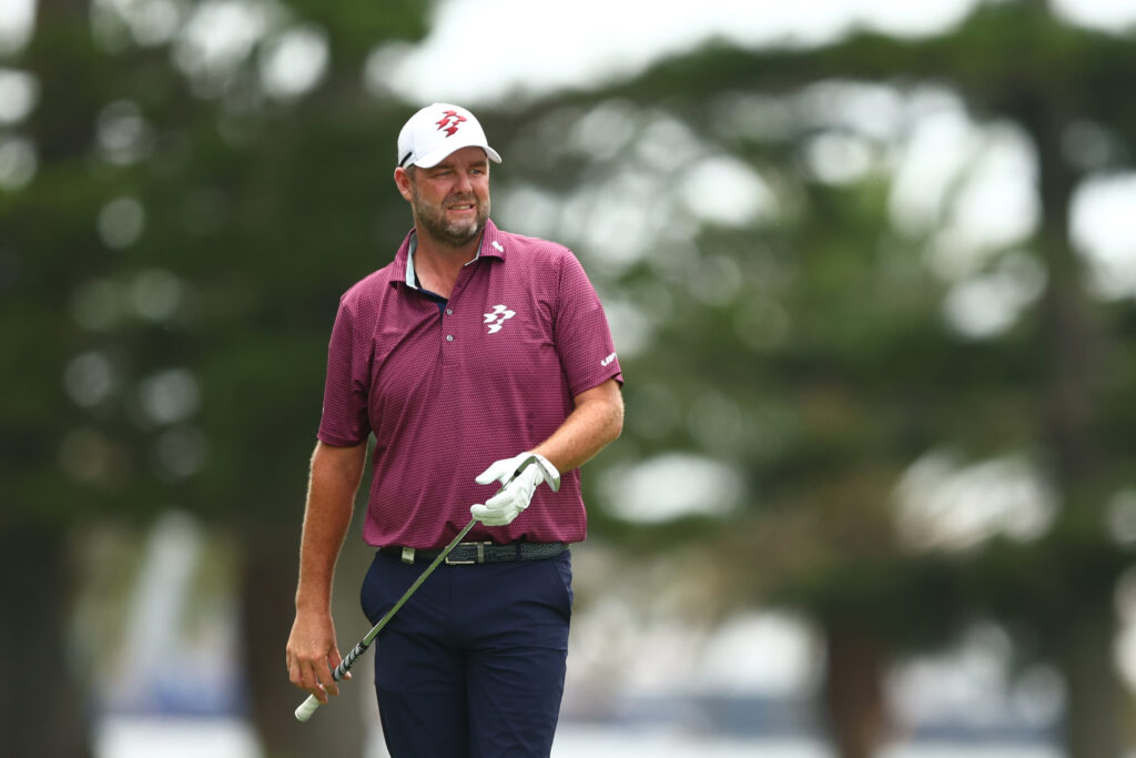 Marc Leishman of Australia plays his second shot on the fifth hole on day three of the BMW Australian PGA Championship 2025