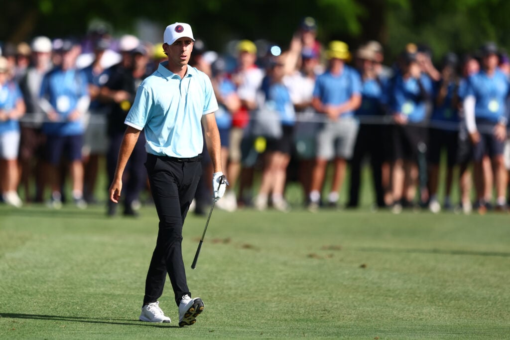 David Puig walks down the final fairway on Sunday at the Australian PGA Championship