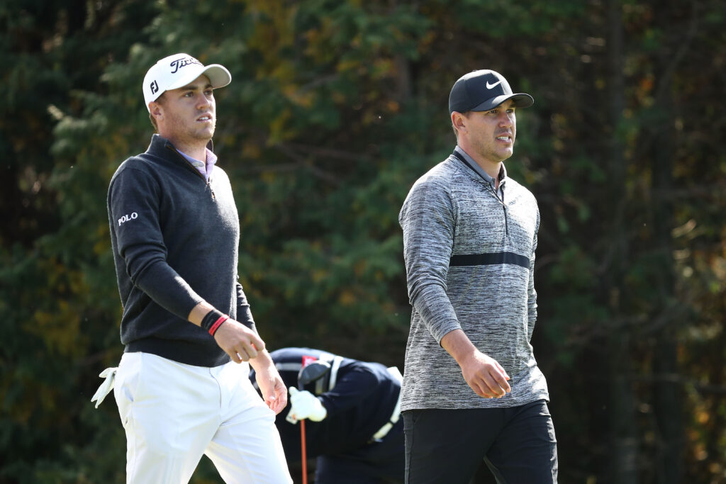 Justin Thomas and Brooks Koepka during the second round of The CJ Cup