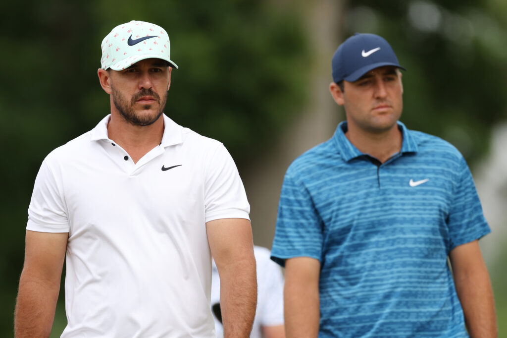 Brooks Koepka and Scottie Scheffler during the second round of the 2022 US Open