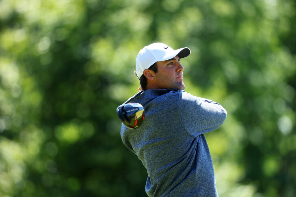 Scottie Scheffler hits a tee shot at the 2022 Scottish Open