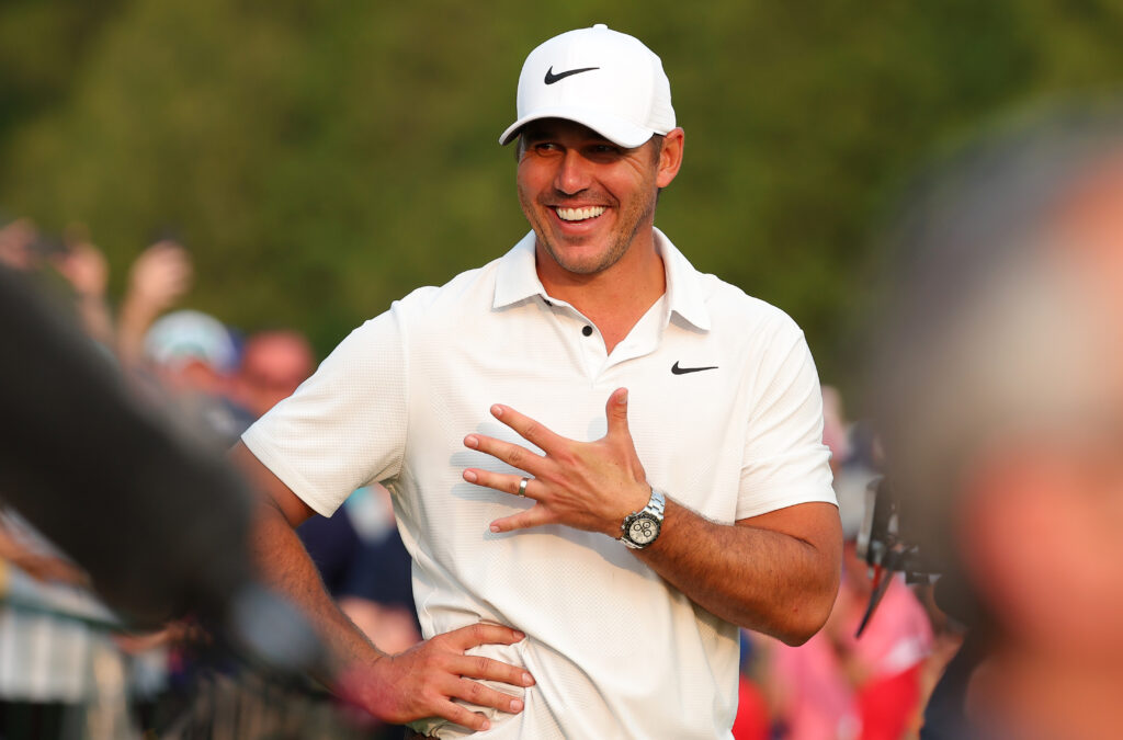 Brooks Koepka reacts to winning the 2023 PGA Championship