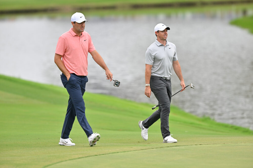 Scottie Scheffler and Rory McIlroy in action at the FedEx St. Jude Championship