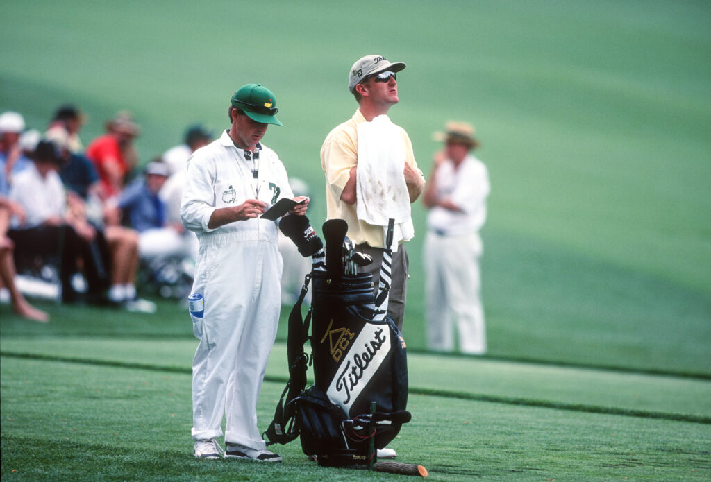 David Duval waits on the tee during the 1999 Masters