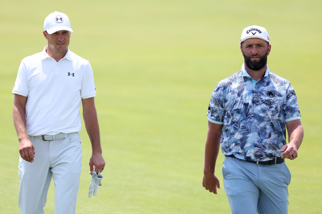 Jordan Spieth and Jon Rahm during the first round of the 125th U.S. OPEN at Oakmont