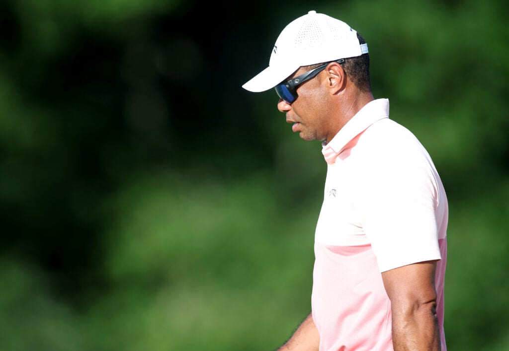 Tiger Woods walks during the second day's play at the US Junior Amateur