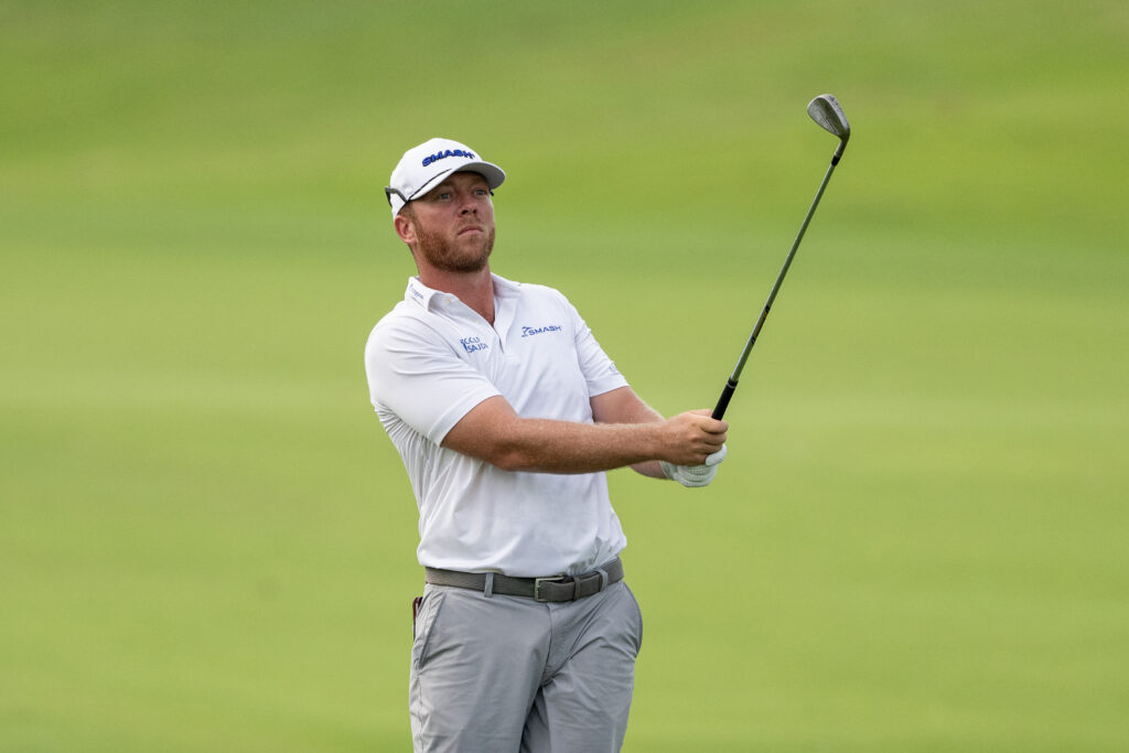 Talor Gooch hits his approach during the final round of the Singapore Open