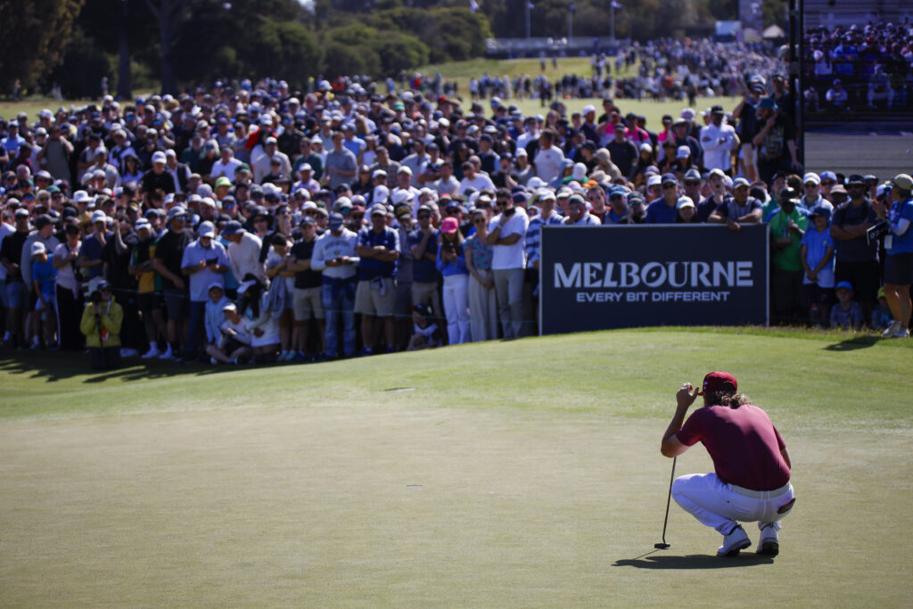 Cameron Smith lines up a putt during the final round of the Australian Open