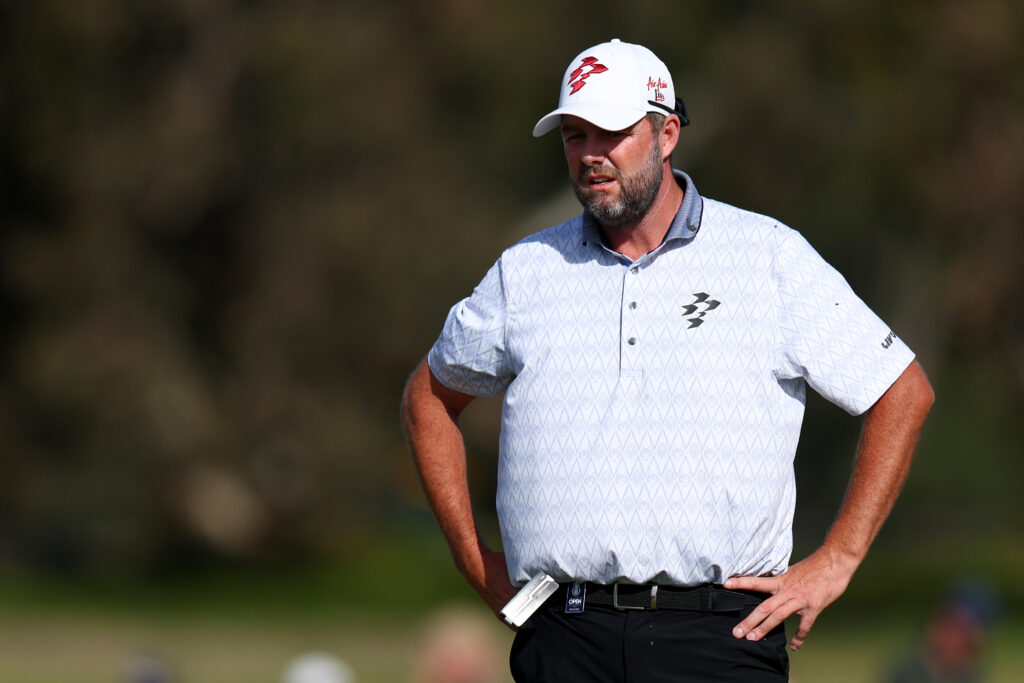 Marc Leishman on the 18th hole on day two of the Crown Australian Open 2025 at The Royal Melbourne Golf Club