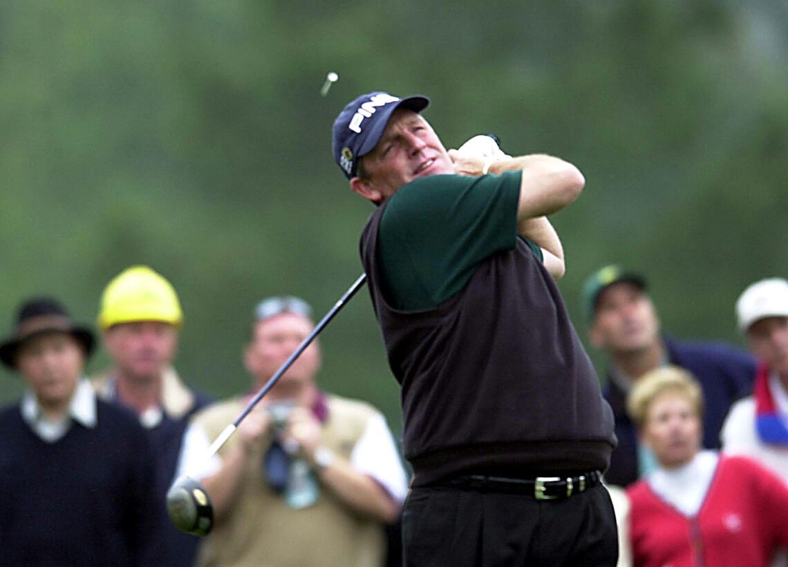 4 Apr 2001:  Mark Calcavecchia of the USA on the 8th hole during Wednesday's practice round at the 2001 Masters at the Augusta National Golf Club, ...