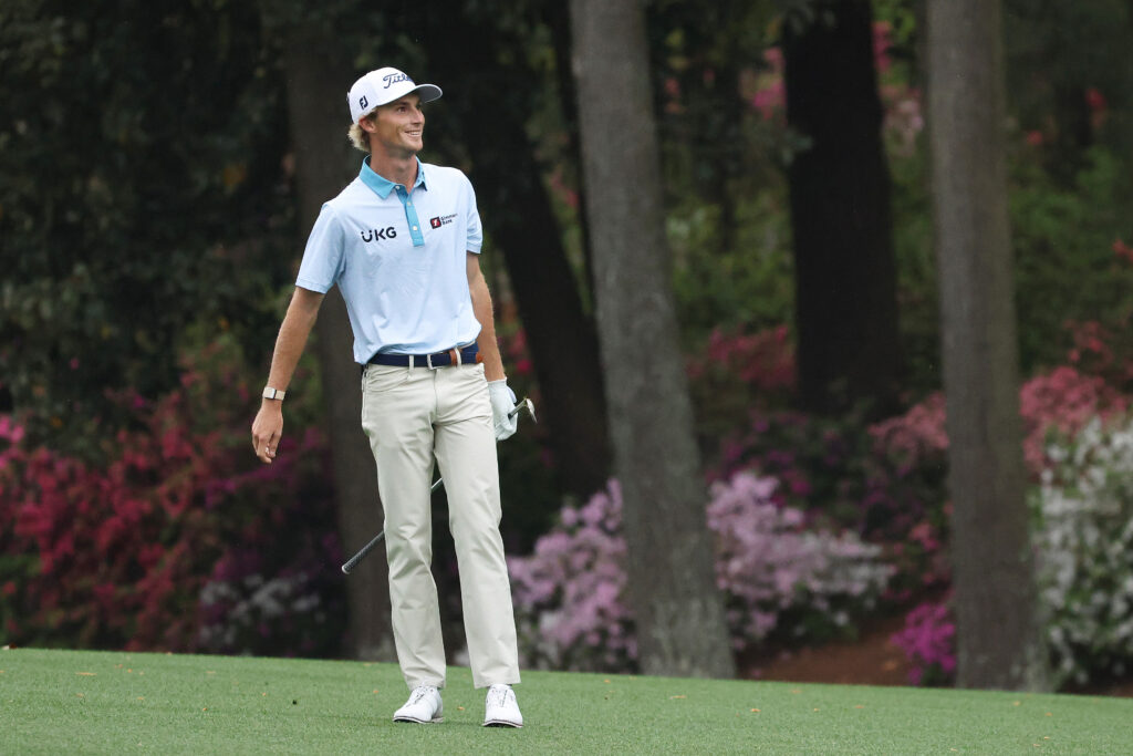 Will Zalatoris hits his approach shot into the 13th hole during the third round at The Masters