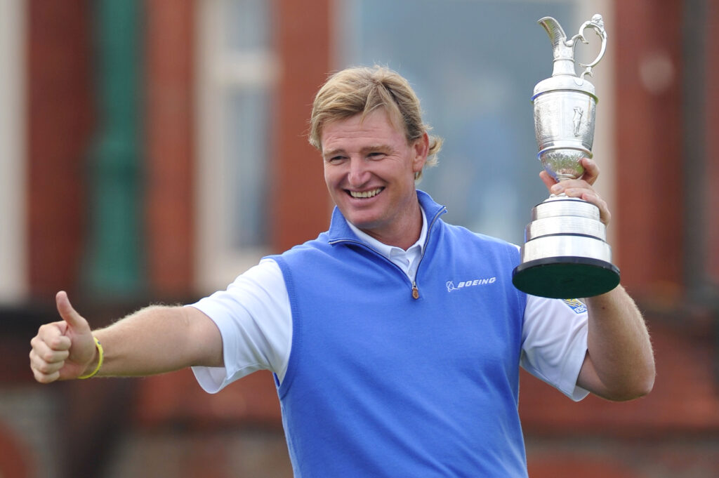 Ernie Els lifts the Claret Jug after winning the 2012 Open Championship