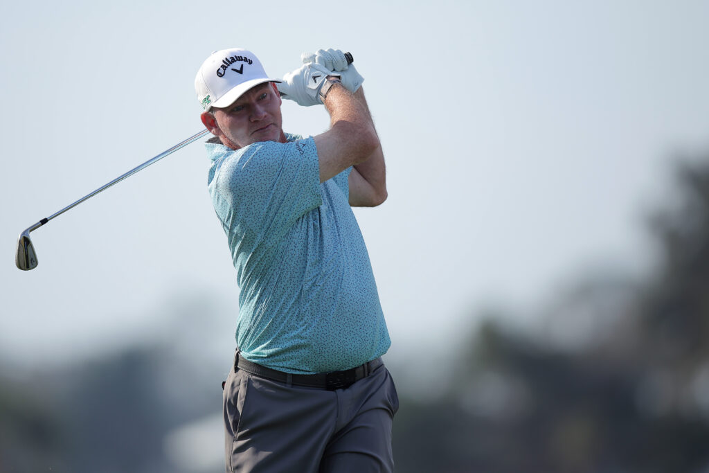 Tommy Gainey hits a tee shot during the second round of The RSM Classic