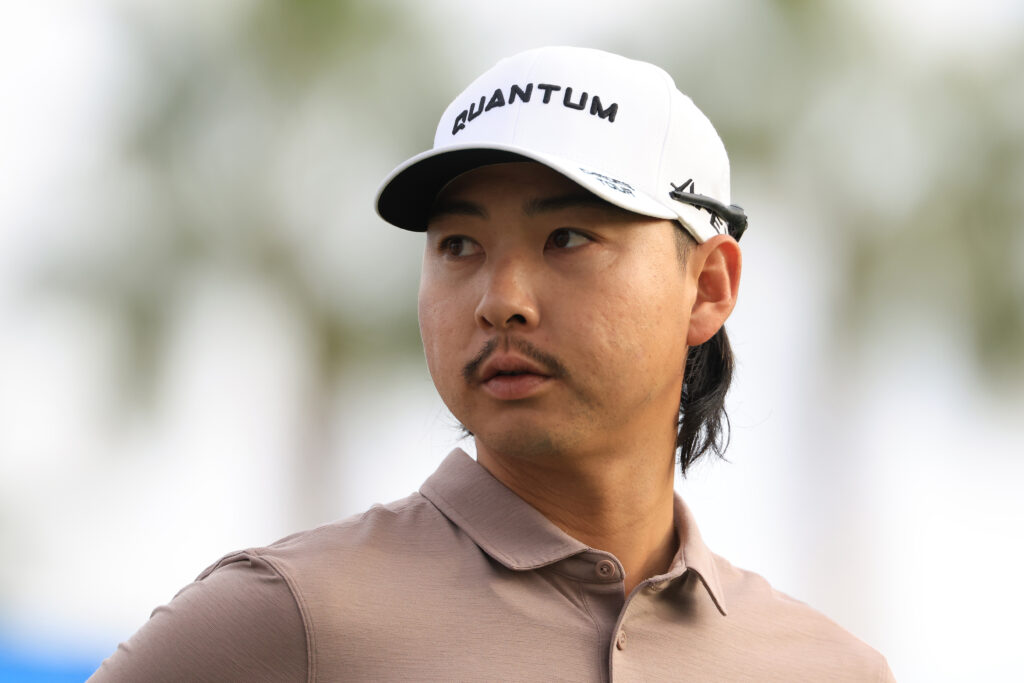 Min Woo Lee of Australia looks on from the tenth tee during the first round of The American Express 2026 at Nicklaus Tournament Course