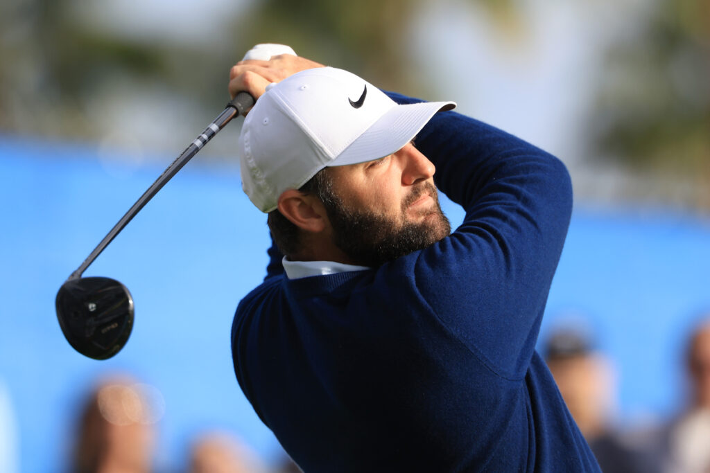 Scottie Scheffler hits a tee shot during the second round of The American Express
