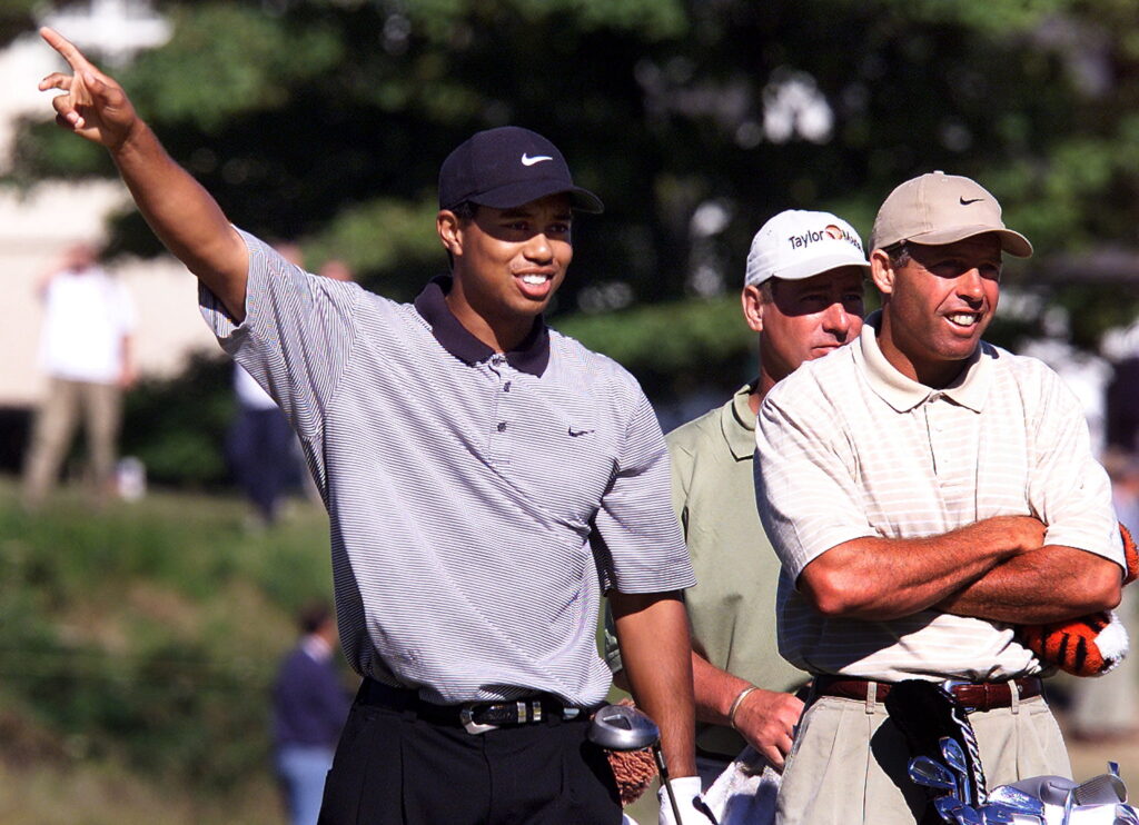 Tiger Woods in a practice round ahead of The Open Championship in 2000