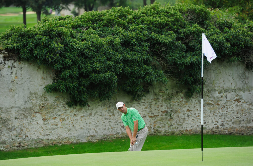 Padraig Harrington on the eighth hole during the first round of the Vivendi cup at Golf de Joyenval
