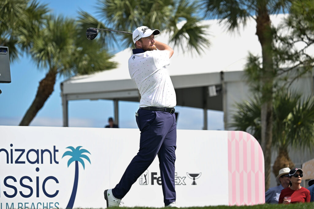 Shane Lowry hits a tee shot during the 2025 Cognizant Classic