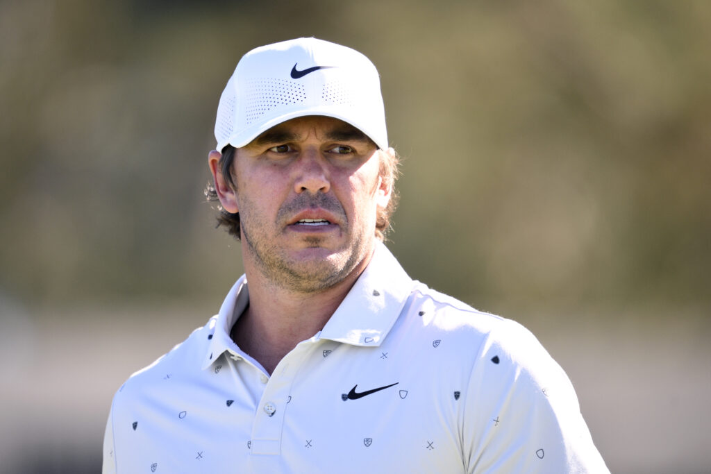 Brooks Koepka on the practice putting green ahead of the Farmers Insurance Open