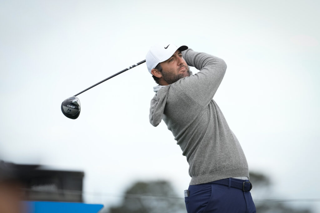 Scottie Scheffler in action during the first round of the AT&T Pebble Beach Pro-Am 2026