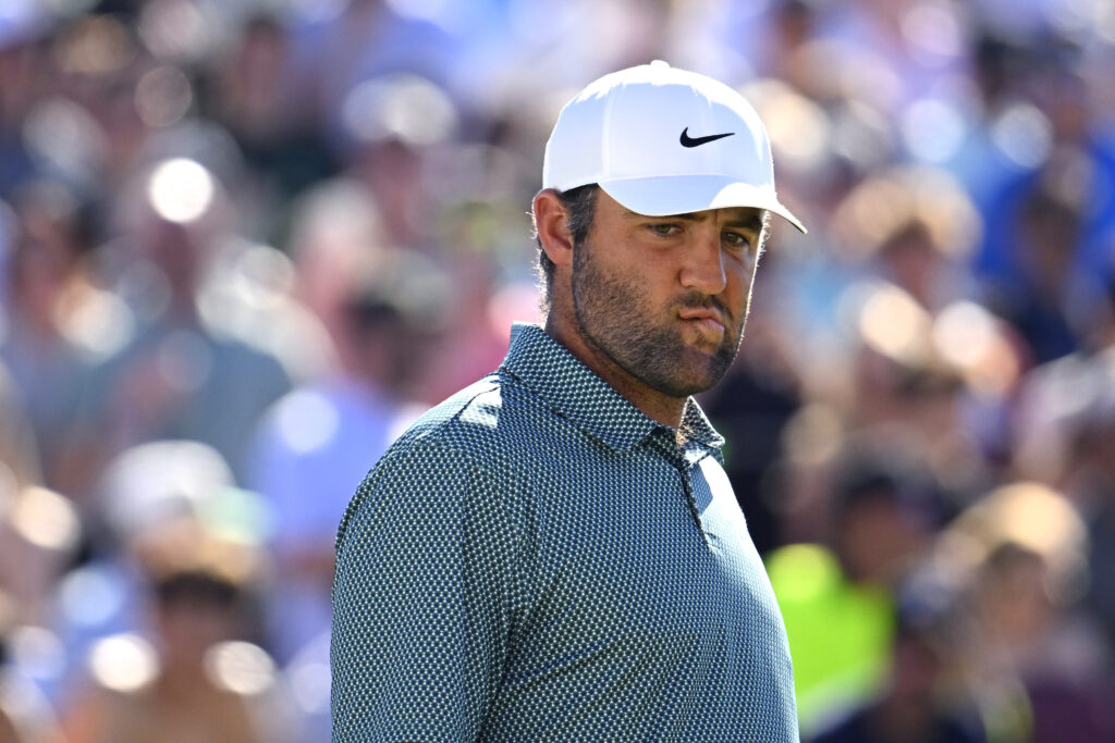 Scottie Scheffler looks on during the final round of the WM Phoenix Open