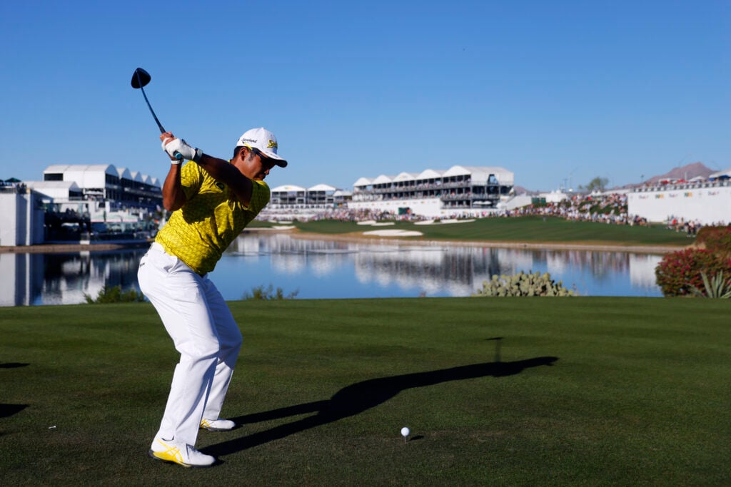 Hideki Matsuyama in action during the final round of the WM Phoenix Open