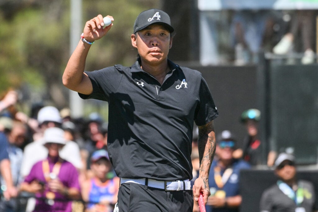 Anthony Kim acknowledges the crowd during the final round of LIV Golf Adelaide