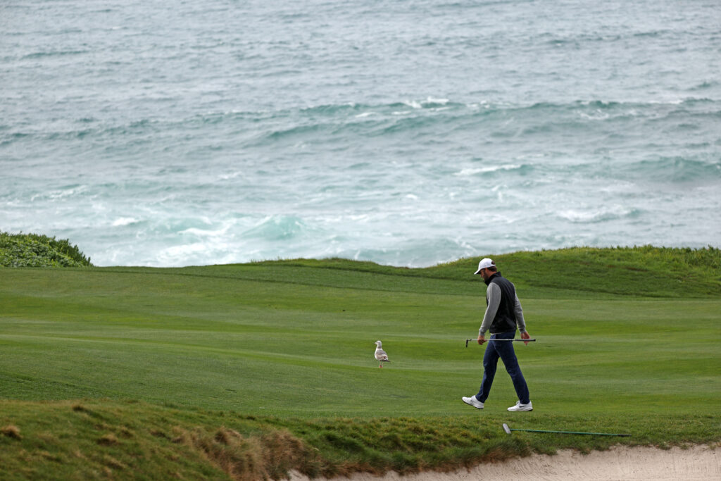 Scottie Scheffler walks towards the ninth green during the final round of the AT&T Pebble Beach Pro-Am