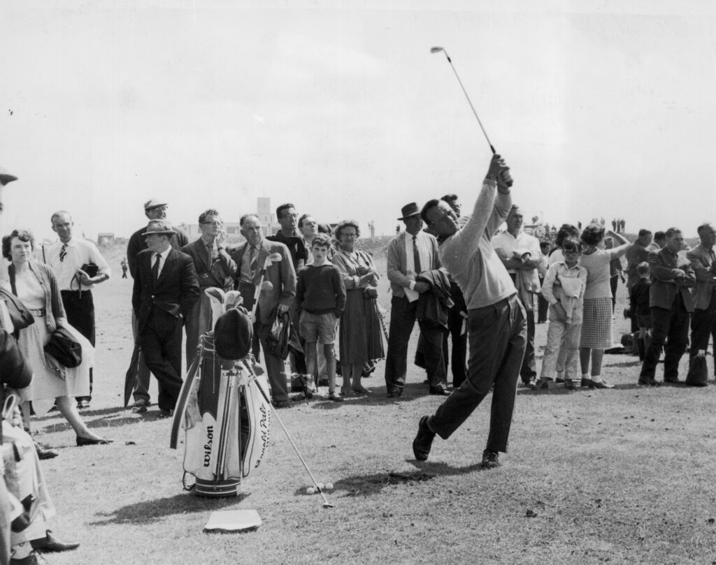 Arnold Palmer practicing ahead of a round at The Open Championship in 1961