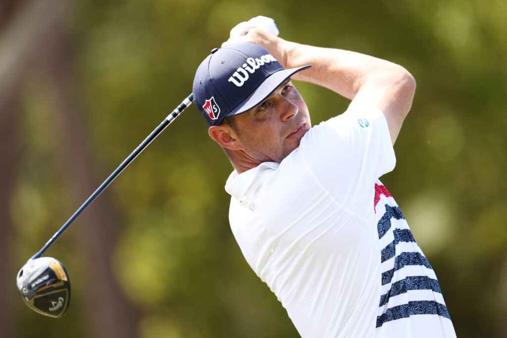 Gary Woodland on the first tee during the third round of the Valspar Championship on the Copperhead Course