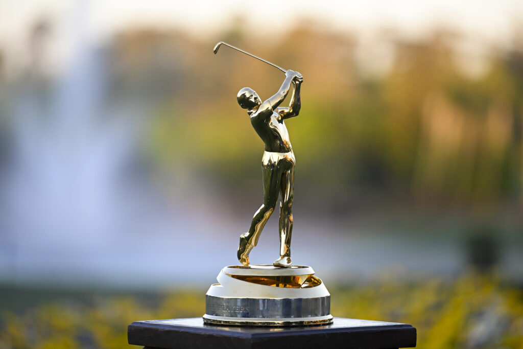 A view of the tournament trophy prior to THE PLAYERS Championship at Stadium Course at TPC Sawgrass